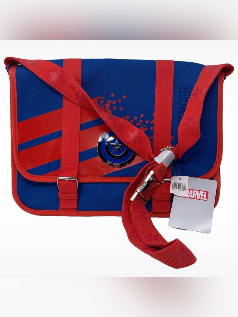 Disney Parks Marvel Captain America First Avenger Messenger Bag Red Blue Stars